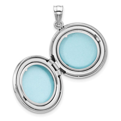 Sterling Silver Rh-plated Diamond Star Circular Border Round Locket