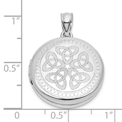 Sterling Silver Rhodium-plated Celtic Knots Round Locket