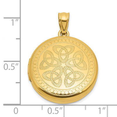 Sterling Silver Gold-plated Polished Front/Brushed Back Celtic Trinity Round Locket