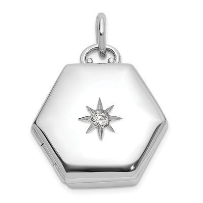 Sterling silver cubic zirconia locket pendants & charm