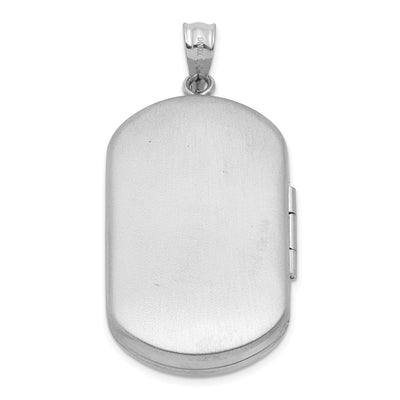 Sterling Silver Rh-plated Satin/Polished Epoxy Flag Locket