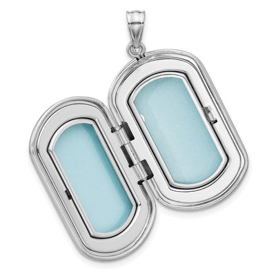 Sterling Silver Rh-plated Satin/Polished Epoxy Flag Locket