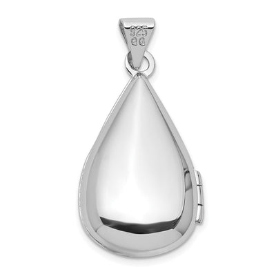 Sterling Silver Rhodium-pltd Polished Teardrop Shaped Locket