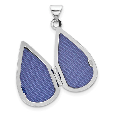 Sterling Silver Rhodium-pltd Polished Teardrop Shaped Locket