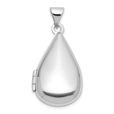Sterling Silver Rhodium-pltd Polished Teardrop Shaped Locket