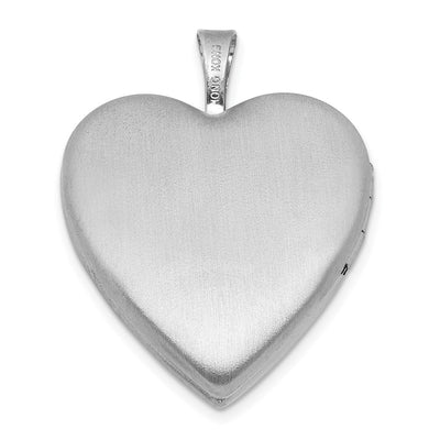Sterling Silver Rhodium-plated Brushed 1/20 carat Diamond Two Dolphins Heart Locket