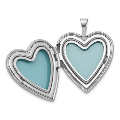 Sterling Silver Rhodium-plated Brushed 1/20 carat Diamond Two Dolphins Heart Locket