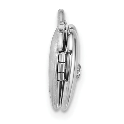 Sterling Silver Rhodium-plated Polished Front/Brushed Back 1/20 carat Diamond Heart Locket