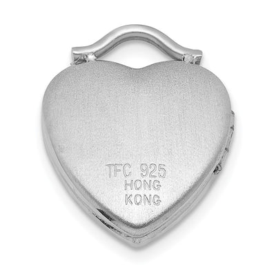 Sterling Silver Rhodium-plated Polished Front/Brushed Back 1/20 carat Diamond Heart Locket