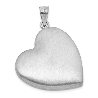 Sterling Silver Rhodium-plated Brushed 1/20 carat Diamond Pink and Green Enameled Rose LOVE YOU MOM Heart Locket