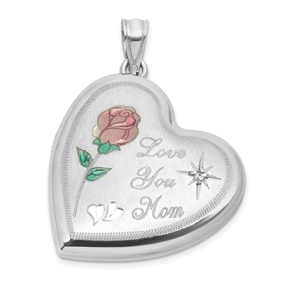 Sterling silver diamond locket brooch