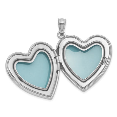 Sterling Silver Rhodium-plated Brushed And Polished 1/20 carat Diamond Foot Prints Heart Locket