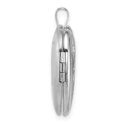 Sterling Silver Rhodium-plated Brushed And Polished 1/20 carat Diamond And Angel Heart Locket