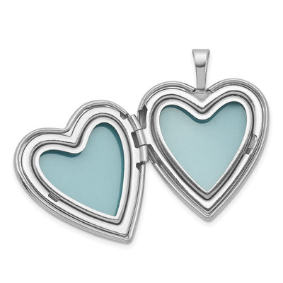 Sterling Silver Rhodium-plated Brushed And Polished 1/20 carat Diamond And Angel Heart Locket