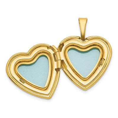 Sterling Silver Gold-plated Polished Front/Brushed Back Engraved Cross Heart Locket