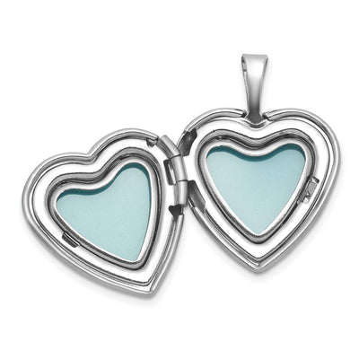 Sterling Silver Rhodium-plated Brushed Diamond-cut Fancy Engraved Cross Heart Locket