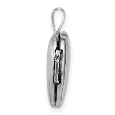 Sterling Silver Rhodium-plated Polished Front/Brushed Back Heart Locket