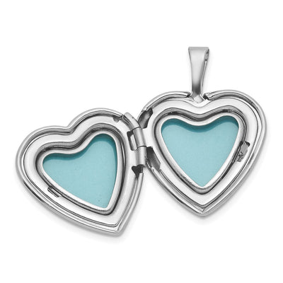 Sterling Silver Rhodium-plated Polished Front/Brushed Back Heart Locket