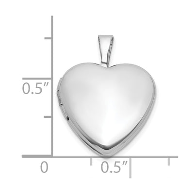 Sterling Silver Rhodium-plated Polished Front/Brushed Back Heart Locket