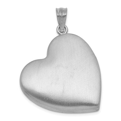 Sterling Silver Rhodium-plated Brushed Diamond-cut Butterflies Heart Locket