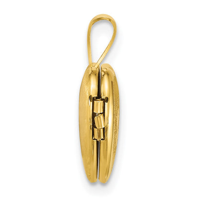 Sterling Silver Gold-plated Polished Front/Brushed Back Foot Prints with Hearts Heart Locket