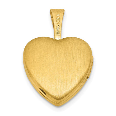 Sterling Silver Gold-plated Polished Front/Brushed Back Foot Prints with Hearts Heart Locket