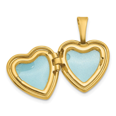 Sterling Silver Gold-plated Polished Front/Brushed Back Foot Prints with Hearts Heart Locket