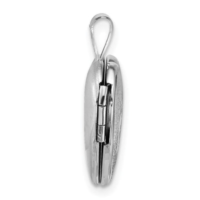 Sterling Silver Rhodium-plated Polished Front/Brushed Back Foot Prints with Star Heart Locket