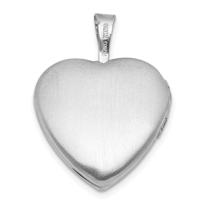 Sterling Silver Rhodium-plated Polished Front/Brushed Back Foot Prints with Star Heart Locket