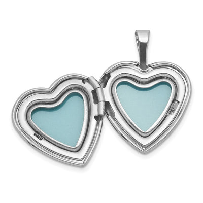 Sterling Silver Rhodium-plated Polished Front/Brushed Back Foot Prints with Star Heart Locket