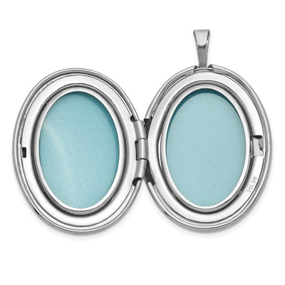 Sterling Silver Rhodium-plated Polished Front/Brushed Back 1/20 carat Diamond Hearts Swirl Design Oval Locket