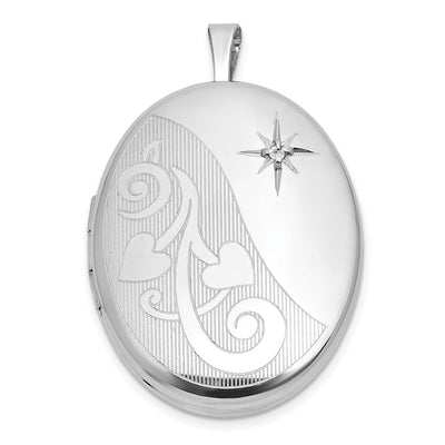 Sterling silver diamond oval pendants & charm