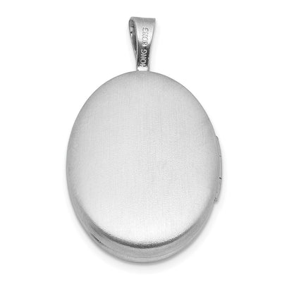 Sterling Silver Rhodium-plated Brushed And Polished 1/20 carat Diamond Oval Locket