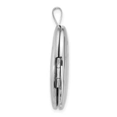 Sterling Silver Rhodium-plated Polished Front/Brushed Back ALWAYS ON MY MIND FOREVER IN MY HEART Oval Locket