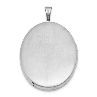 Sterling Silver Rhodium-plated Polished Front/Brushed Back ALWAYS ON MY MIND FOREVER IN MY HEART Oval Locket