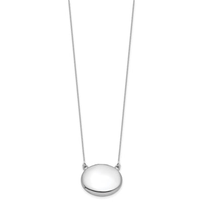 Sterling Silver Rhodium-plated Polished Front/Brushed Back with extension Oval Locket Necklace