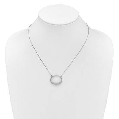Sterling Silver Rhodium-plated Polished Front/Brushed Back with extension Oval Locket Necklace