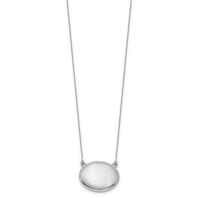 Sterling Silver Rhodium-plated Brushed with Border with extension Oval Locket Necklace