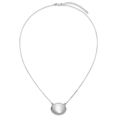 Sterling Silver Rhodium-plated Brushed with Border with extension Oval Locket Necklace