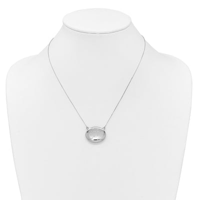 Sterling Silver Rhodium-plated Polished Front/Brushed Back Love To Moon and Back with ext. Oval Locket Necklace