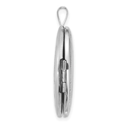 Sterling Silver Rhodium-plated Polished Front/Brushed Back Miraculous Medal Oval Locket