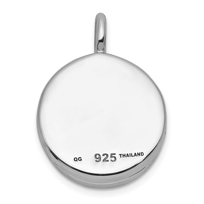 Sterling Silver Rhodium-plated Polished Star On Round Locket