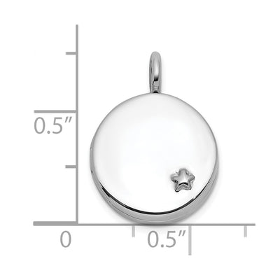 Sterling Silver Rhodium-plated Polished Star On Round Locket