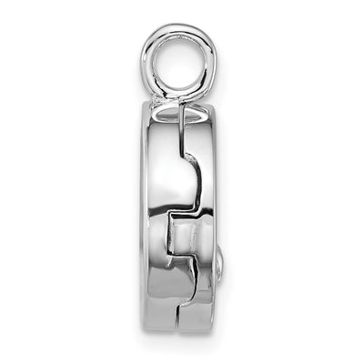 Sterling Silver Rhodium-plated Polished Heart On Round Locket