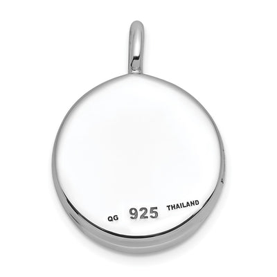 Sterling Silver Rhodium-plated Polished Heart On Round Locket