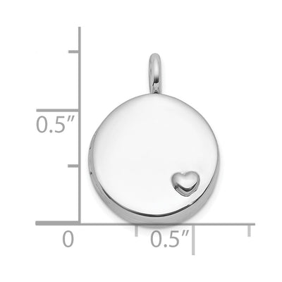 Sterling Silver Rhodium-plated Polished Heart On Round Locket