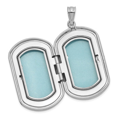 Sterling Silver Rhodium-plated Polished Front/Brushed Back Two Hearts Rectangle Locket