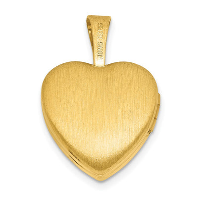 Sterling Silver Gold-plated Polished Front/Brushed Back Stars Heart Locket