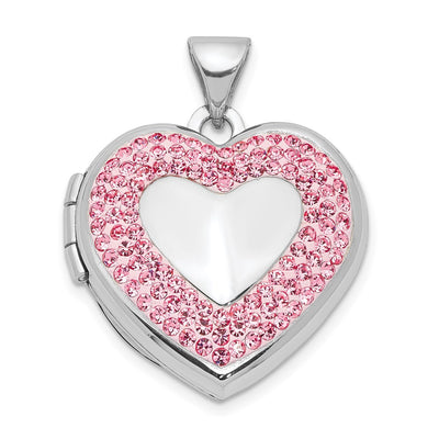 Sterling silver crystal locket brooch