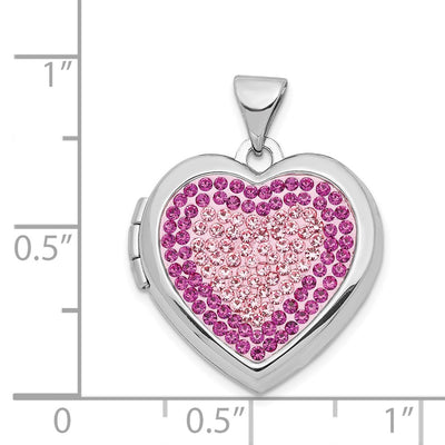 Sterling Silver Rhodium-plated Preciosa Crystal Heart Locket